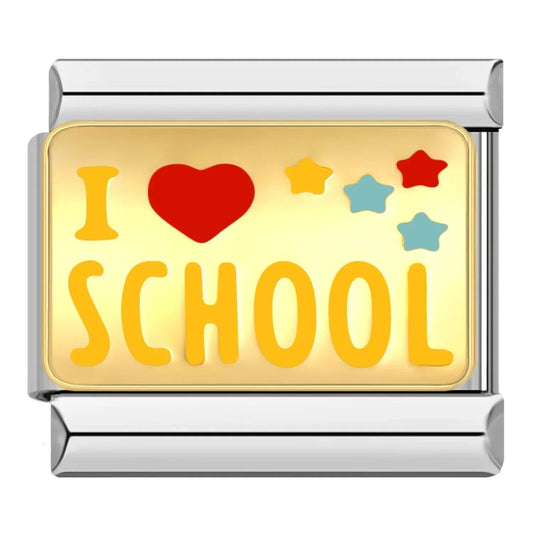 I Love School - Cacilia Sauer - Italian Charm Bracelet - custom jewelry - vintage jewelry - charms and pendants