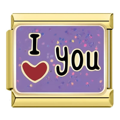 I Love You Purple Glitter on Gold