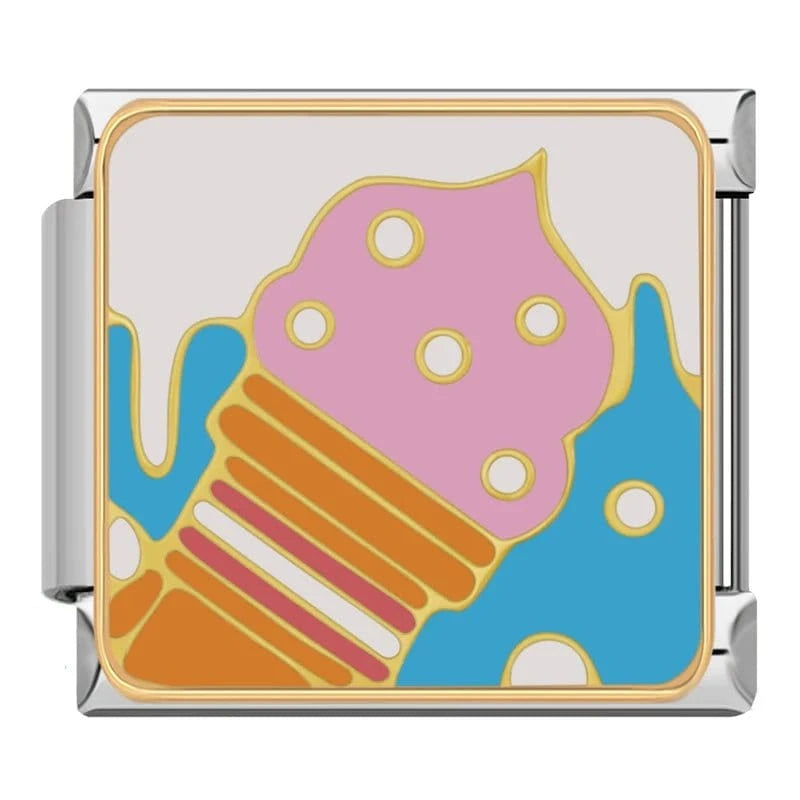 Strawberry Ice Cream Cone Italian charm link — 9mm stainless steel module