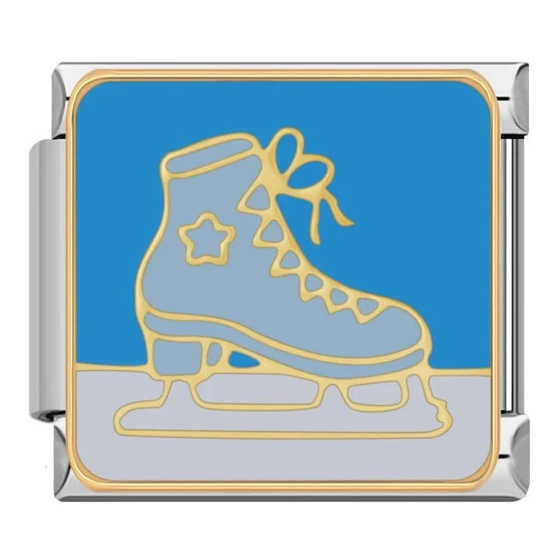 Ice Skates Italian charm link, 9mm stainless steel module
