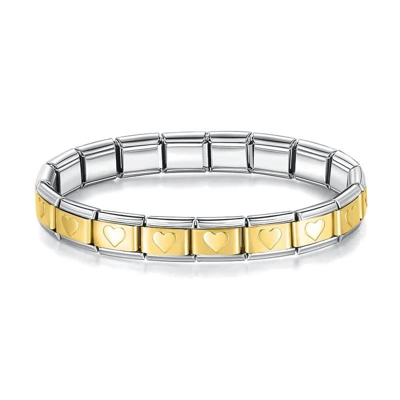 Inner Gold Heart Bracelet in polished stainless steel with 9mm Italian charm links