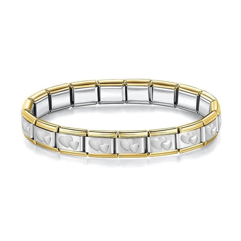 Inner Silver Hearts Bracelet in polished stainless steel with 9mm Italian charm links