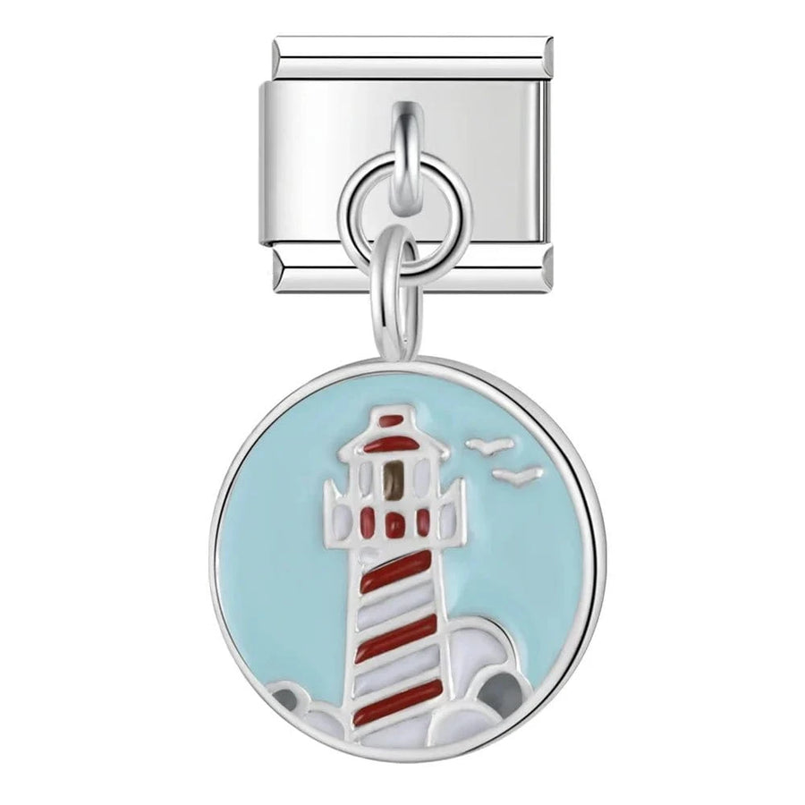 Lighthouse Dangle Italian charm link — 9mm stainless steel module