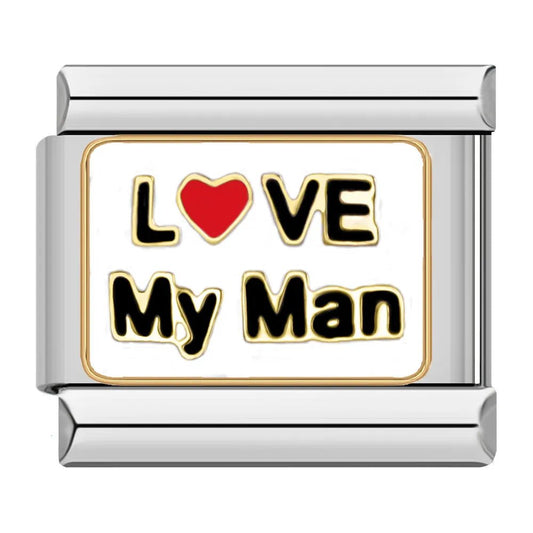 Love My Man - Cacilia Sauer - Italian Charm Bracelet - custom jewelry - vintage jewelry - charms and pendants