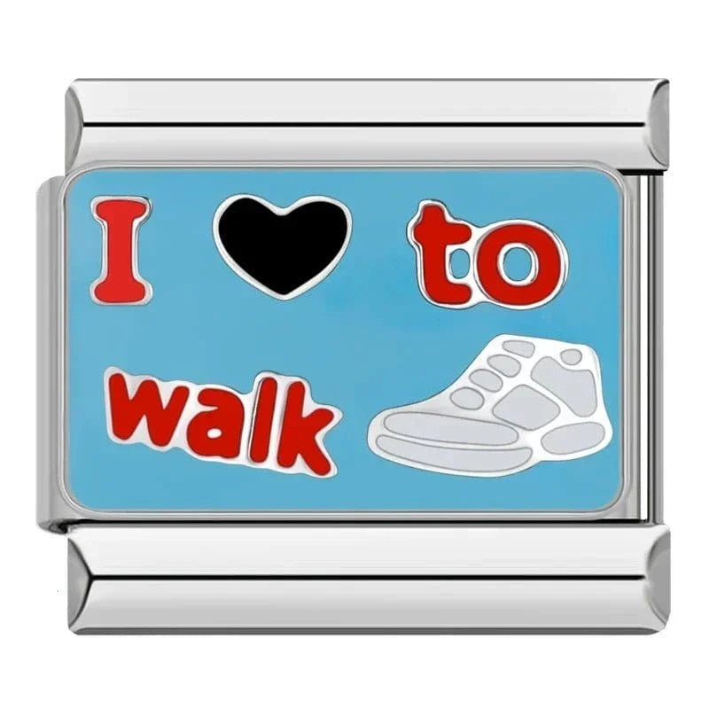 Love To Walk Italian charm link, 9mm stainless steel module