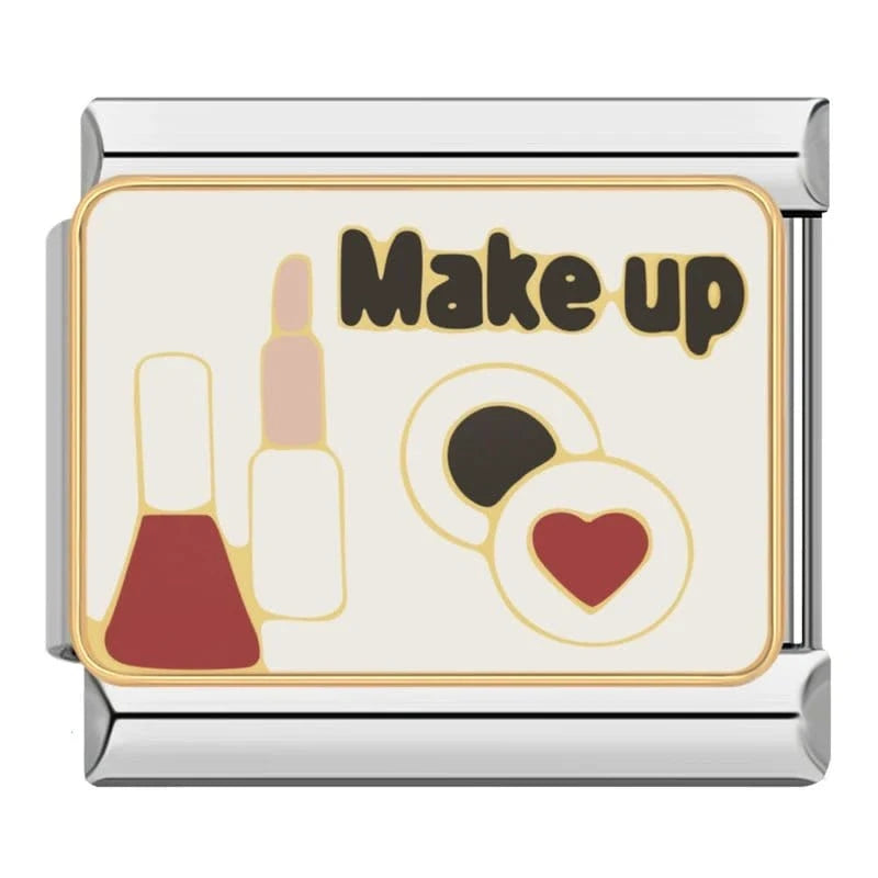 Make Up Italian charm link, 9mm stainless steel module