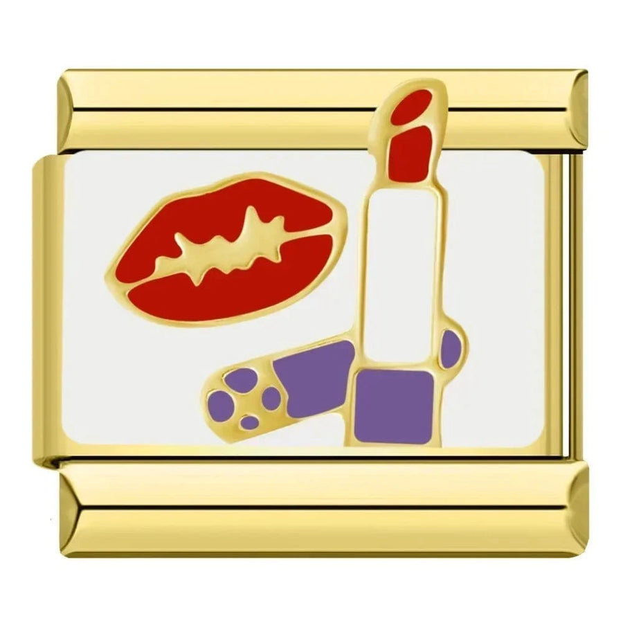 Lips & Lipstick Italian charm link — 9mm stainless steel module