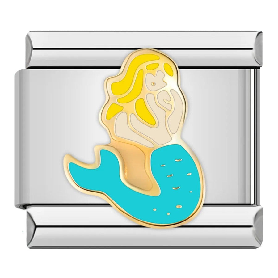 Mermaid Italian charm link, 9mm stainless steel module