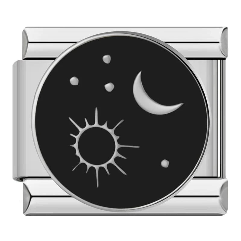 Moon Night Italian charm link, 9mm stainless steel module