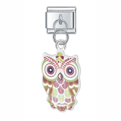 Brown Patterned Owl Dangle