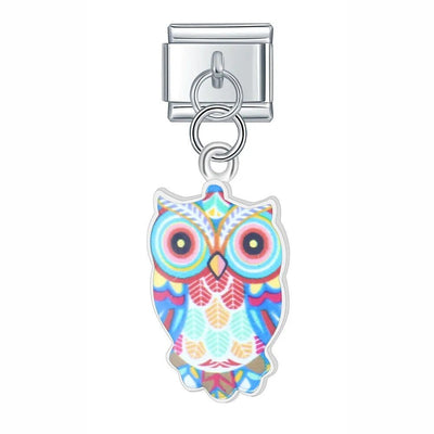 Blue Patterned Owl Dangle