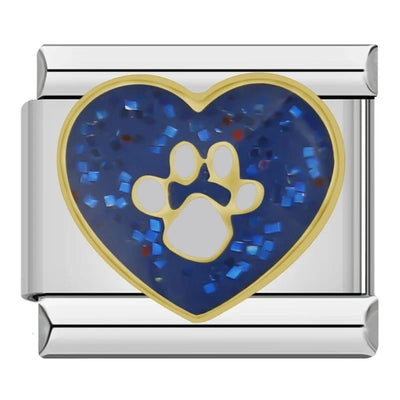 Blue Glitter Paw Heart