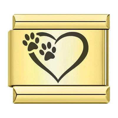 Heart & Paw Print on Gold