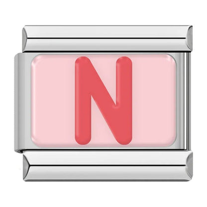 Pink Letters - Cacilia Sauer - Italian Charm Bracelet - custom jewelry - vintage jewelry - charms and pendants