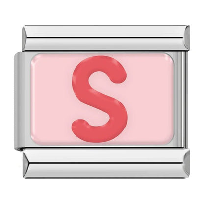 Pink Letters - Cacilia Sauer - Italian Charm Bracelet - custom jewelry - vintage jewelry - charms and pendants
