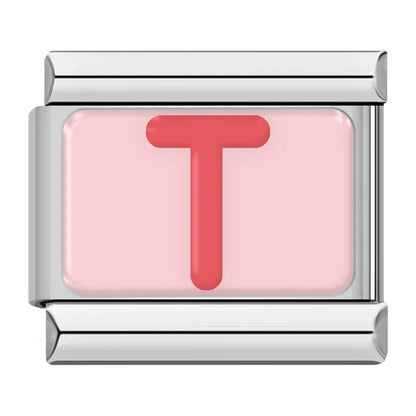 Pink Letters - Cacilia Sauer - Italian Charm Bracelet - custom jewelry - vintage jewelry - charms and pendants