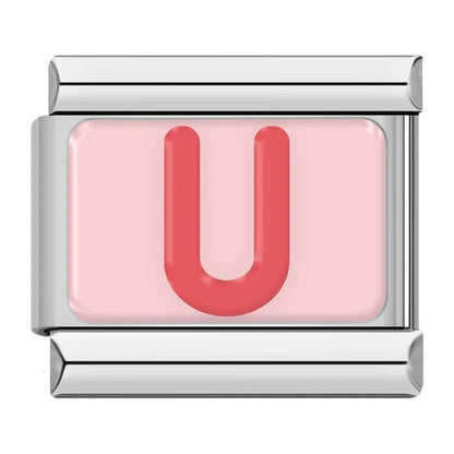 Pink Letters - Cacilia Sauer - Italian Charm Bracelet - custom jewelry - vintage jewelry - charms and pendants
