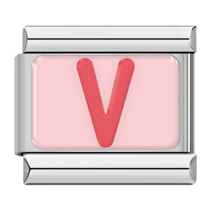 Pink Letters - Cacilia Sauer - Italian Charm Bracelet - custom jewelry - vintage jewelry - charms and pendants
