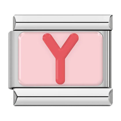 Pink Letters - Cacilia Sauer - Italian Charm Bracelet - custom jewelry - vintage jewelry - charms and pendants