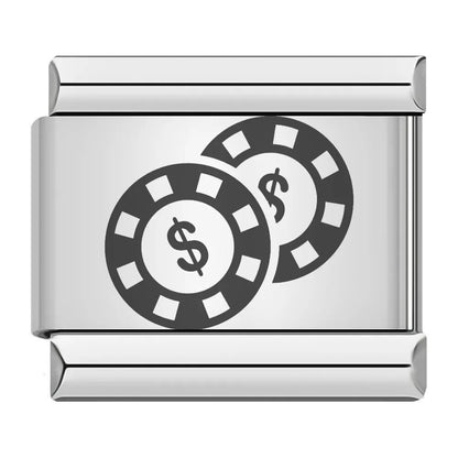 Poker Casino - Cacilia Sauer - Italian Charm Bracelet - custom jewelry - vintage jewelry - charms and pendants