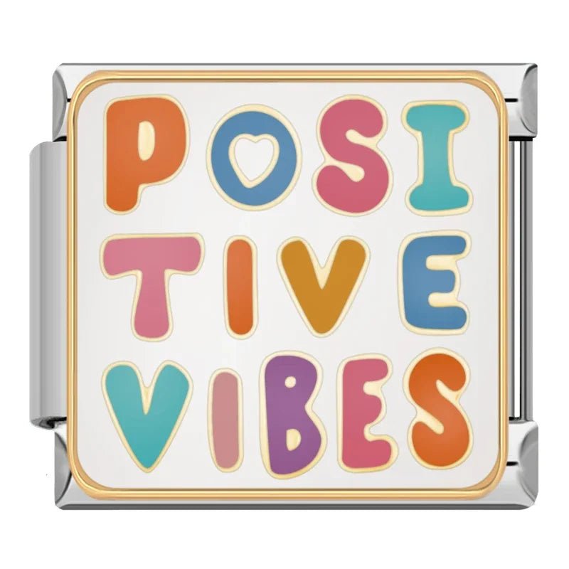 Positive Vibes - Cacilia Sauer - Italian Charm Bracelet - custom jewelry - vintage jewelry - charms and pendants