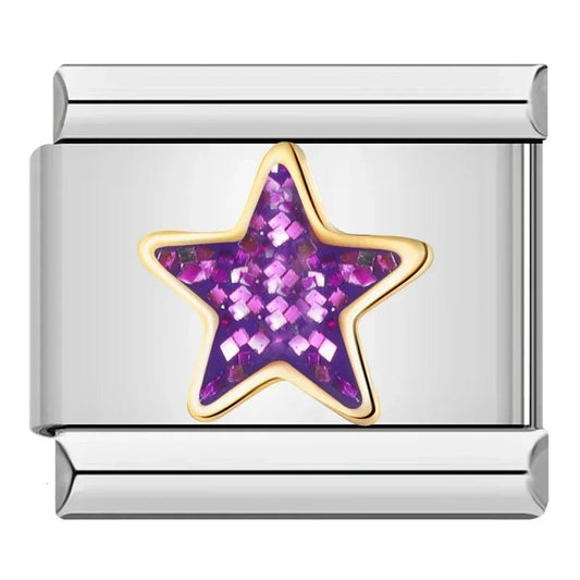 Purple Star - Cacilia Sauer - Italian Charm Bracelet - custom jewelry - vintage jewelry - charms and pendants
