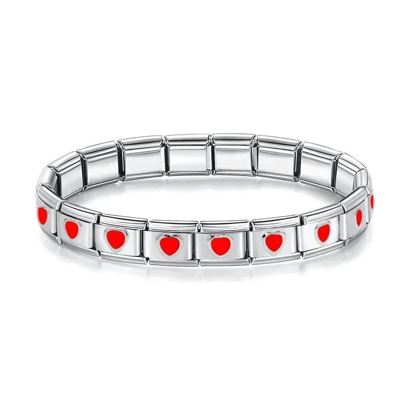 Red Heart Bracelet - Cacilia Sauer - Italian Charm Bracelet - custom jewelry - vintage jewelry - charms and pendants