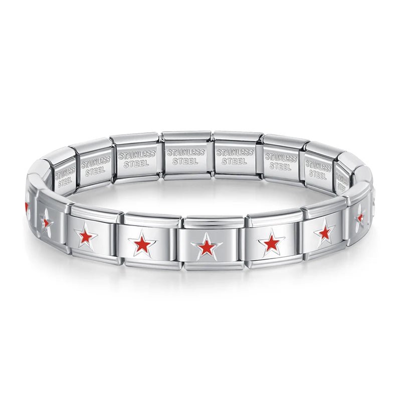 Red Star Bracelet - Cacilia Sauer - Italian Charm Bracelet - custom jewelry - vintage jewelry - charms and pendants