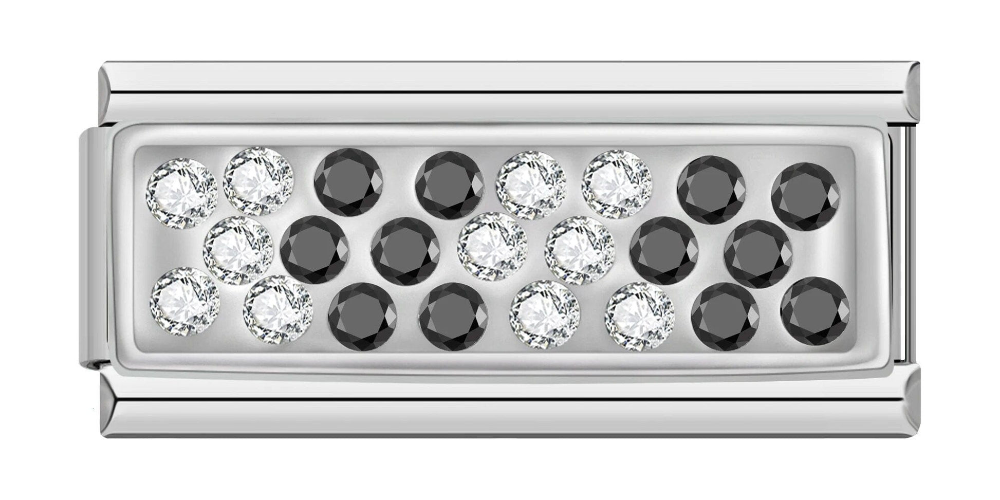 Rhinestone Black - White - Cacilia Sauer - Italian Charm Bracelet - custom jewelry - vintage jewelry - charms and pendants