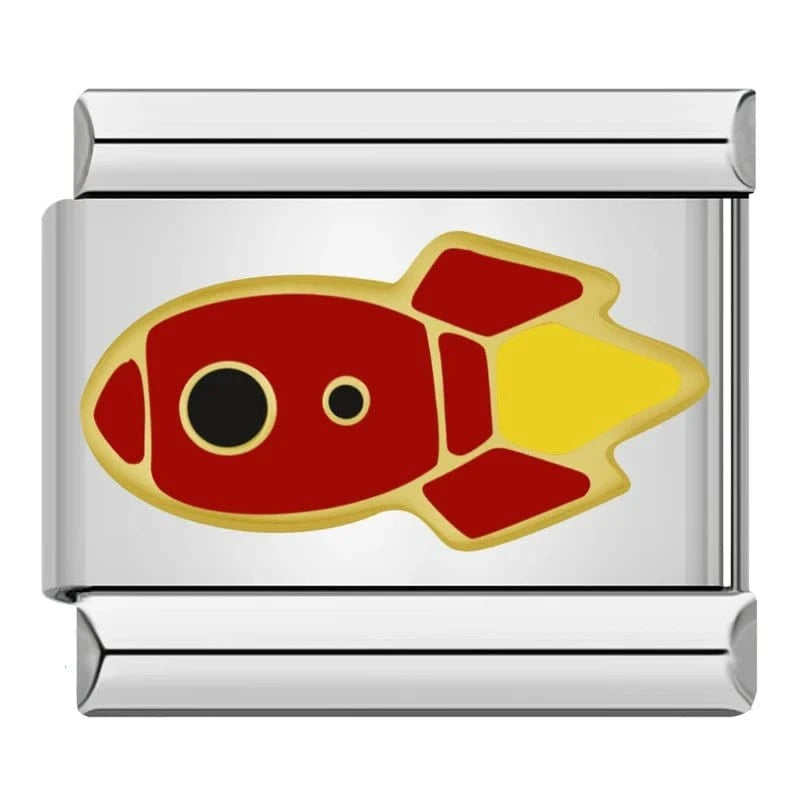 Rocket Italian charm link, 9mm stainless steel module