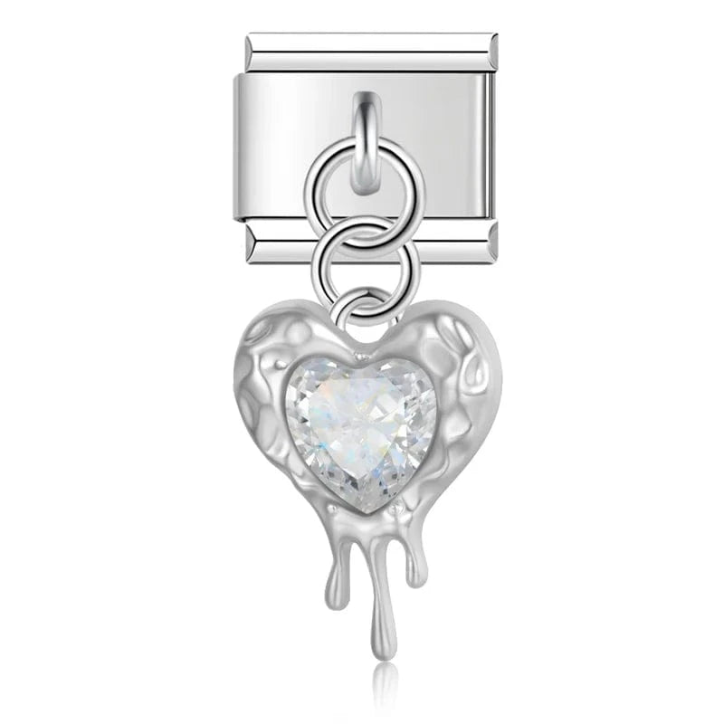Clear Melting Heart in Silver