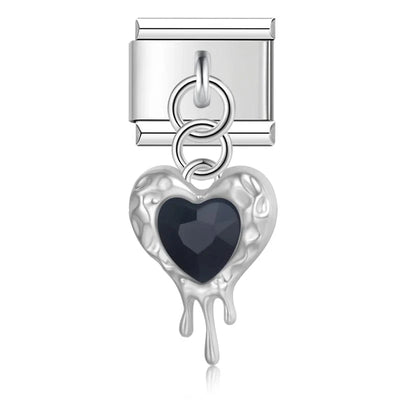 Black Melting Heart in Silver