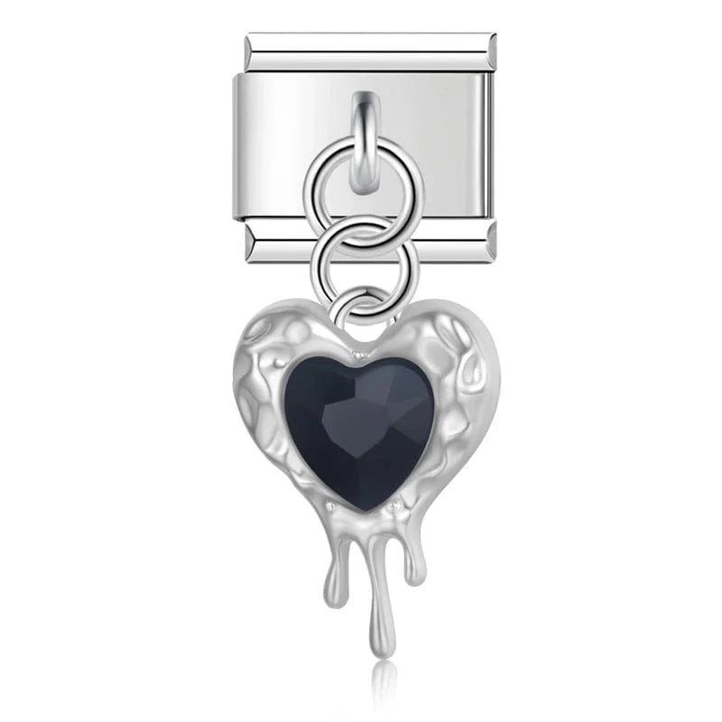 Black Melting Heart in Silver