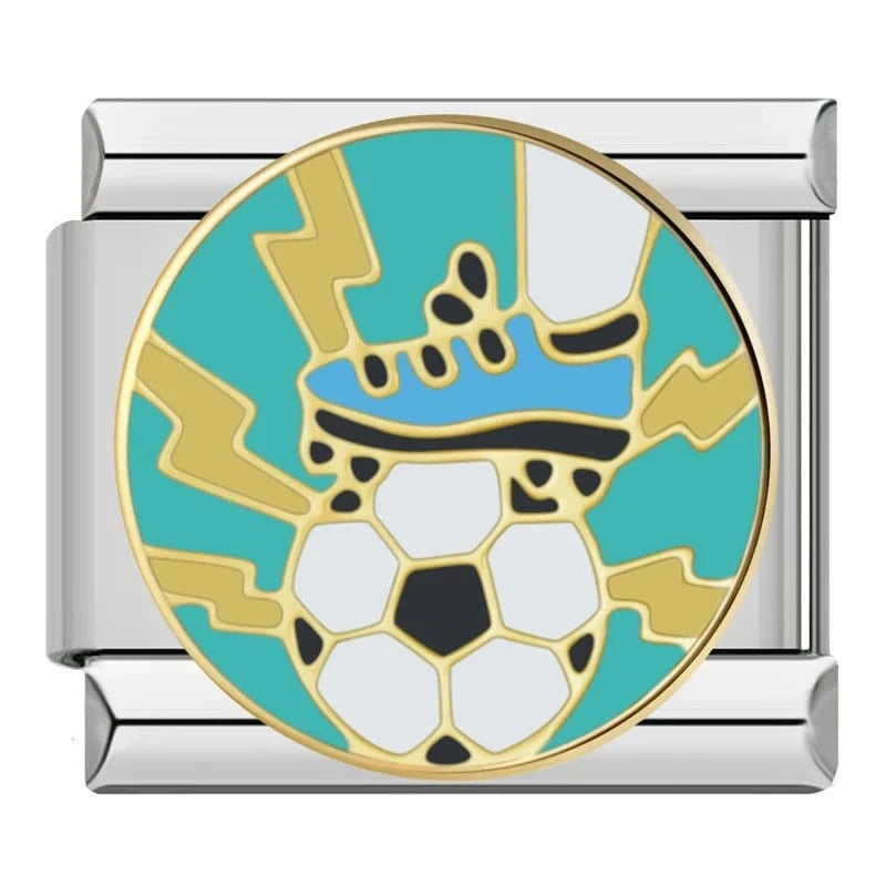 Soccer Boot Badge Italian charm link — 9mm stainless steel module