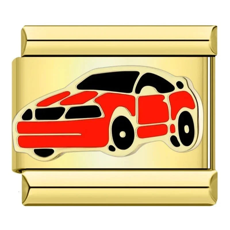 Sport Car Italian charm link, 9mm stainless steel module