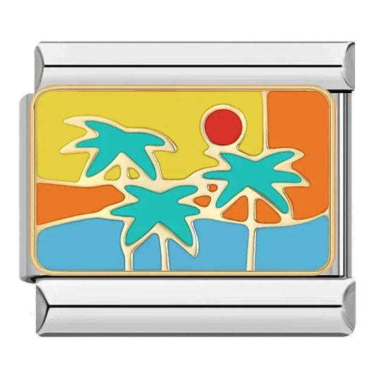 Tropical Paradise - Cacilia Sauer - Italian Charm Bracelet - custom jewelry - vintage jewelry - charms and pendants