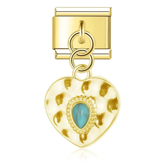 Turquoise Heart - Cacilia Sauer - Italian Charm Bracelet - custom jewelry - vintage jewelry - charms and pendants