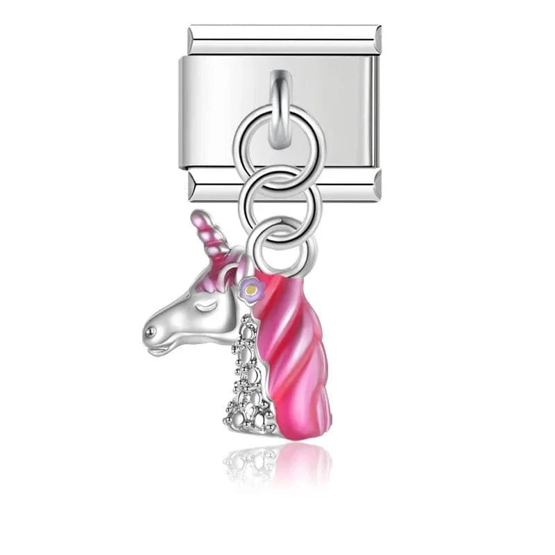 Unicorn Head Italian charm link, 9mm stainless steel module