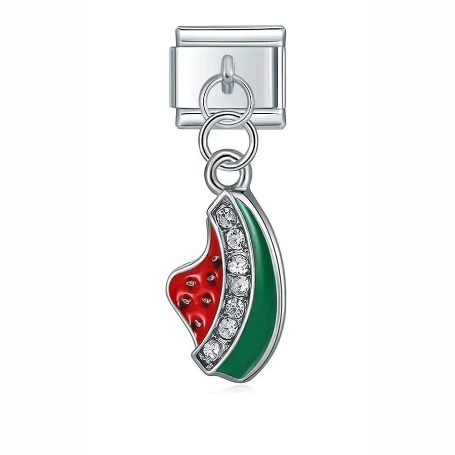 Watermelon Slice Italian charm link, 9mm stainless steel module