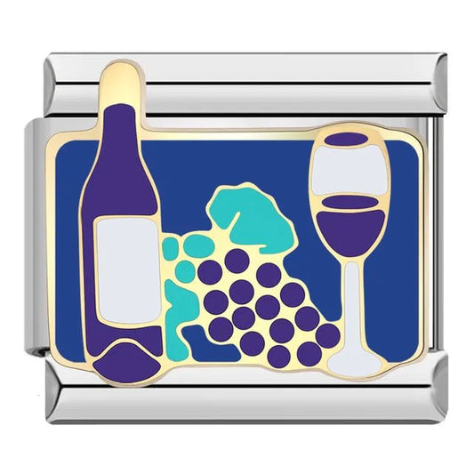 Wine & Grapes - Cacilia Sauer - Italian Charm Bracelet - custom jewelry - vintage jewelry - charms and pendants