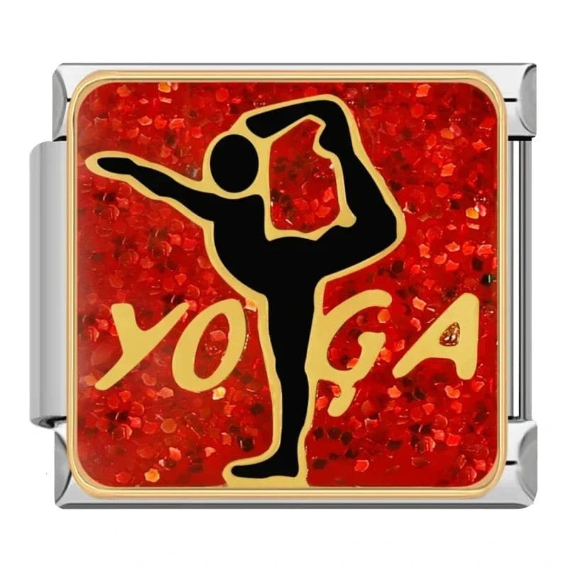 Yoga Italian charm link, 9mm stainless steel module